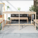Garden Table 203.5x90x110 cm Solid Wood Pine - Side View