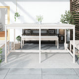 Garden Table White 203.5x90x110 cm Solid Wood Pine - Side View