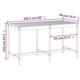 Garden Table White 203.5x90x110 cm Solid Wood Pine