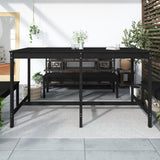 Garden Table Black 203.5x90x110 cm Solid Wood Pine - Side View