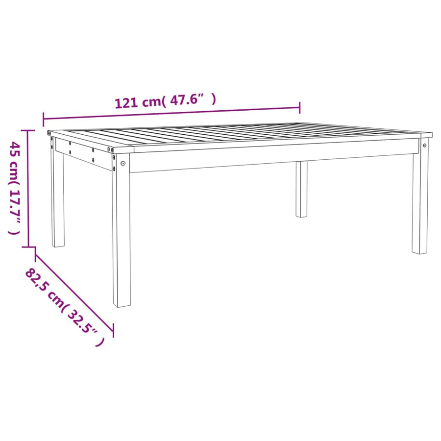 Garden Table 121x82.5x45 cm Solid Wood Douglas