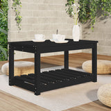 Garden Table Black 82.5x50.5x45 cm Solid Wood Pine - Side View