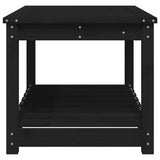 Garden Table Black 82.5x50.5x45 cm Solid Wood Pine - Rear View