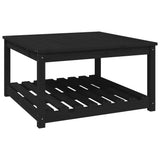 Garden Table Black 82.5x82.5x45 cm Solid Wood Pine - Front View