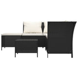 4 Piece Garden Lounge Set with Cushions Black Poly Rattan - Top-Down View