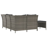 4 Piece Garden Lounge Set with Cushions Grey Poly Rattan - 45-Degree Angle
