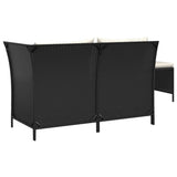 3 Piece Garden Lounge Set with Cushions Black Poly Rattan - 45-Degree Angle