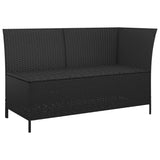 3 Piece Garden Lounge Set with Cushions Black Poly Rattan - Rear View