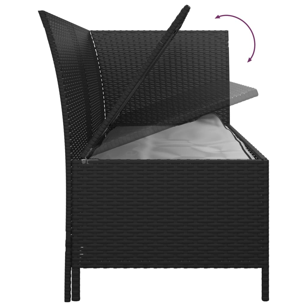 3 Piece Garden Lounge Set with Cushions Black Poly Rattan