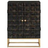 Sideboard Black 55x34x75 cm Solid Wood Mango and Iron - Front View