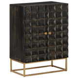 Sideboard Black 55x34x75 cm Solid Wood Mango and Iron - Extra Image