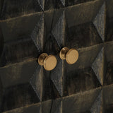 Sideboard Black 55x34x75 cm Solid Wood Mango and Iron - Close-Up Angle