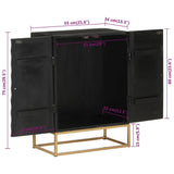 Sideboard Black 55x34x75 cm Solid Wood Mango and Iron - Low Angle
