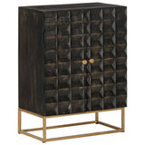 Sideboard Black 55x34x75 cm Solid Wood Mango and Iron - Extra Image