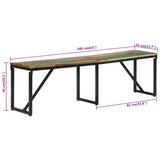 Bench 160x35x46 cm Solid Wood Reclaimed - Low Angle