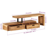 TV Stand (118-200)x30x40 cm Solid Wood Acacia - Low Angle