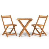 3 Piece Folding Bistro Set Solid Wood Acacia - Front View