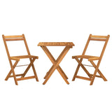 3 Piece Folding Bistro Set Solid Wood Acacia - Side View