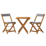 3 Piece Folding Bistro Set with Cushions Solid Wood Acacia - Side View