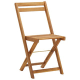 3 Piece Folding Bistro Set with Cushions Solid Wood Acacia - Rear View