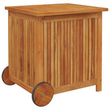 Garden Storage Box with Wheels 60x50x58 cm Solid Wood Acacia - Side View