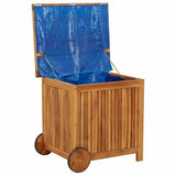 Garden Storage Box with Wheels 60x50x58 cm Solid Wood Acacia - Rear View
