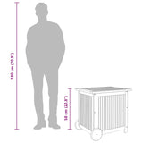 Garden Storage Box with Wheels 60x50x58 cm Solid Wood Acacia - Extra Image