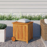 Garden Storage Box with Wheels 60x50x58 cm Solid Wood Acacia