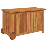 Garden Storage Box with Wheels 90x50x58 cm Solid Wood Acacia - Side View