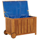 Garden Storage Box with Wheels 90x50x58 cm Solid Wood Acacia - Rear View