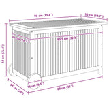 Garden Storage Box with Wheels 90x50x58 cm Solid Wood Acacia - Low Angle