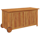 Garden Storage Box with Wheels 113x50x58 cm Solid Wood Acacia - Side View