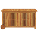 Garden Storage Box with Wheels 113x50x58 cm Solid Wood Acacia - Top-Down View
