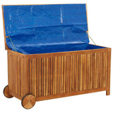 Garden Storage Box with Wheels 113x50x58 cm Solid Wood Acacia - Rear View