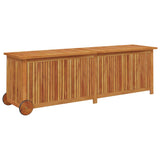 Garden Storage Box with Wheels 150x50x58 cm Solid Wood Acacia - Front View