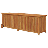 Garden Storage Box with Wheels 150x50x58 cm Solid Wood Acacia - Rear View