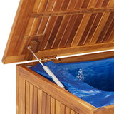 Garden Storage Box with Wheels 150x50x58 cm Solid Wood Acacia - Close-Up Angle