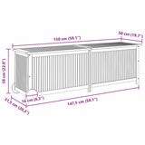 Garden Storage Box with Wheels 150x50x58 cm Solid Wood Acacia - Low Angle