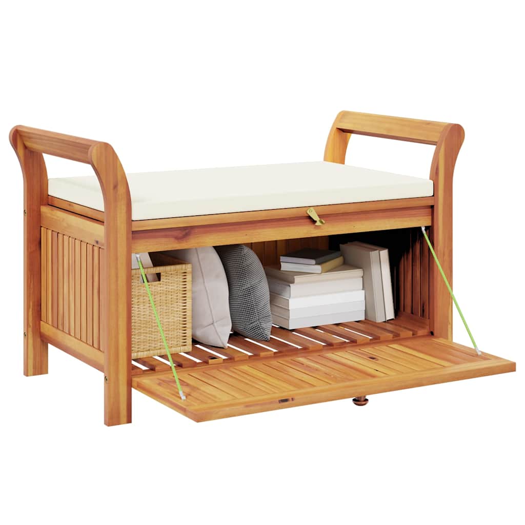 Garden Storage Bench with Cushion 91 cm Solid Wood Acacia