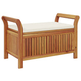 Garden Storage Bench with Cushion 91 cm Solid Wood Acacia - Low Angle