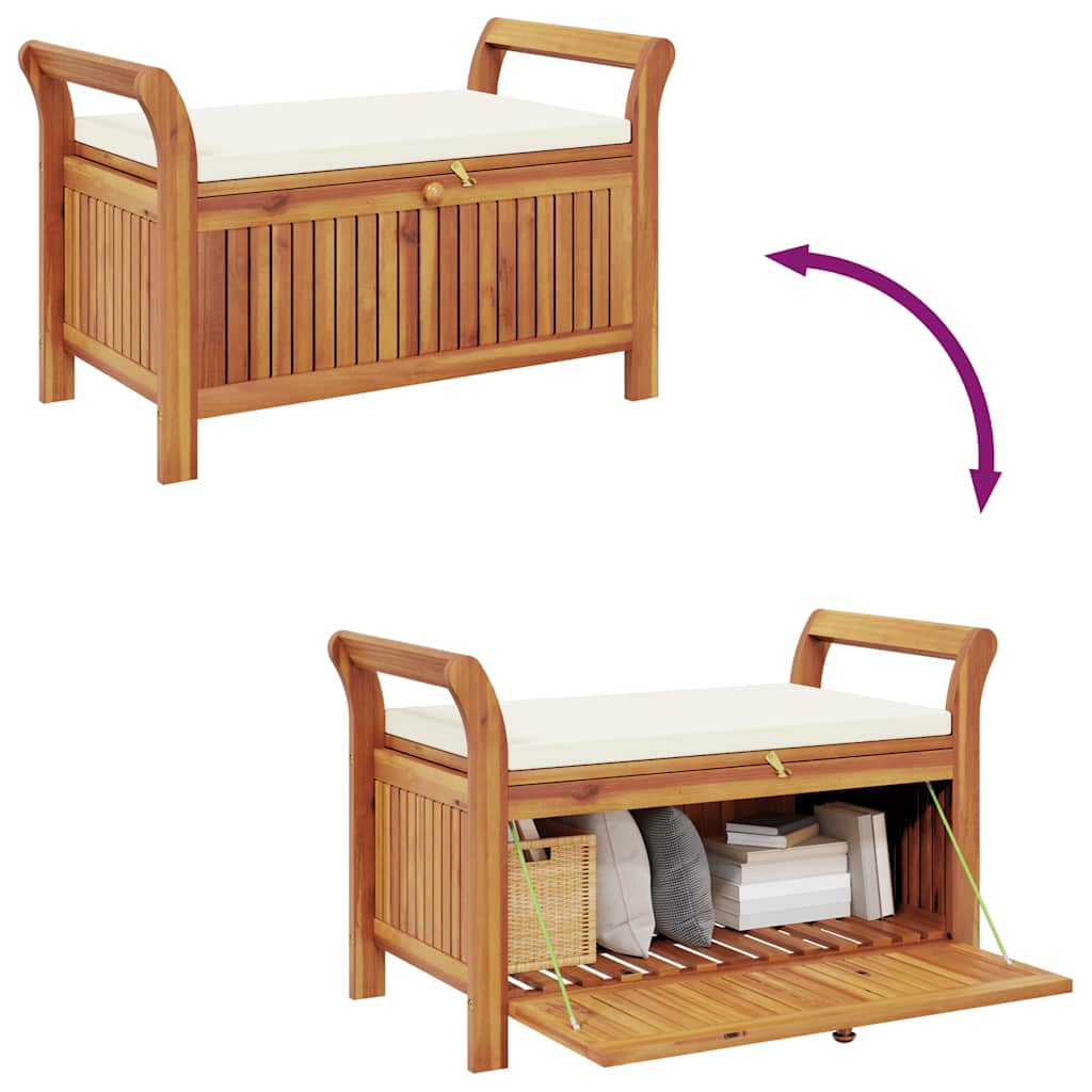Garden Storage Bench with Cushion 91 cm Solid Wood Acacia