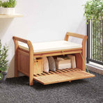 Garden Storage Bench with Cushion 91 cm Solid Wood Acacia