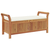 Garden Storage Bench with Cushion 126 cm Solid Wood Acacia - Front View
