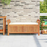 Garden Storage Bench with Cushion 126 cm Solid Wood Acacia - Side View