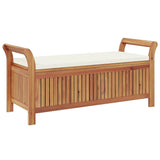 Garden Storage Bench with Cushion 126 cm Solid Wood Acacia