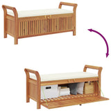 Garden Storage Bench with Cushion 126 cm Solid Wood Acacia - Extra Image