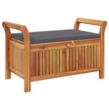 Garden Storage Bench with Cushion 91 cm Solid Wood Acacia - Front View
