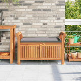 Garden Storage Bench with Cushion 91 cm Solid Wood Acacia - Side View