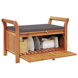Garden Storage Bench with Cushion 91 cm Solid Wood Acacia - Top-Down View