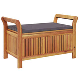 Garden Storage Bench with Cushion 91 cm Solid Wood Acacia - Low Angle